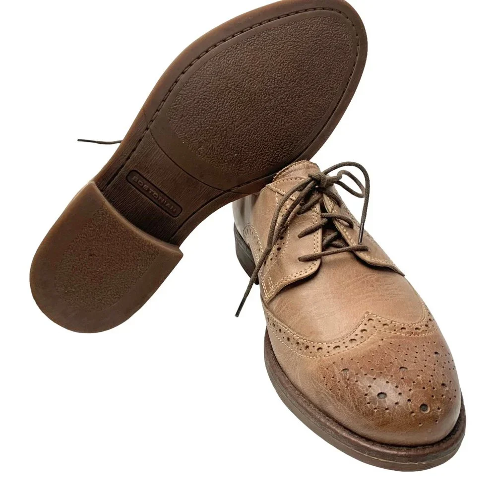 BOSTONIAN‎ Pavillion Taupe Leather Burnish Wingtip Oxfords